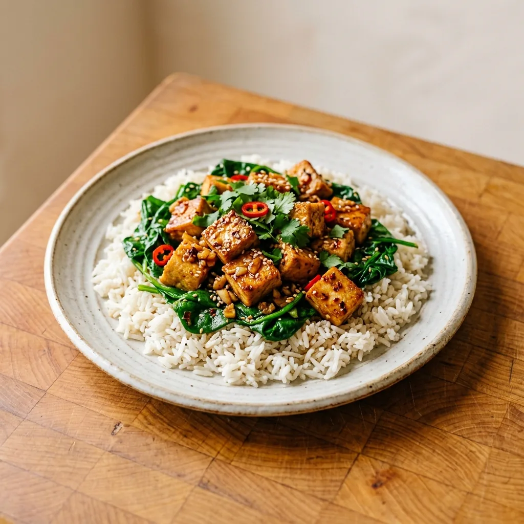 Garlic Tofu and Spinach