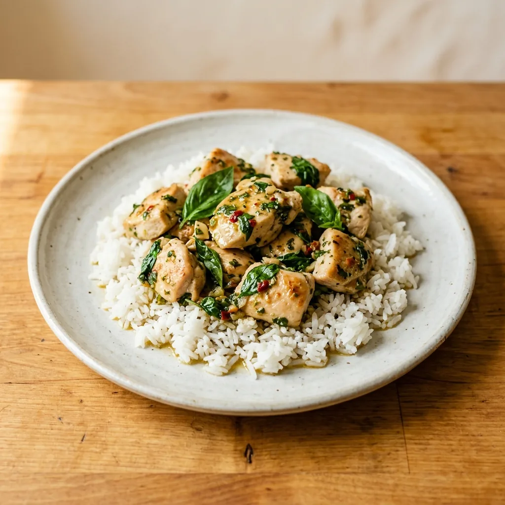 Basil Chicken over Rice