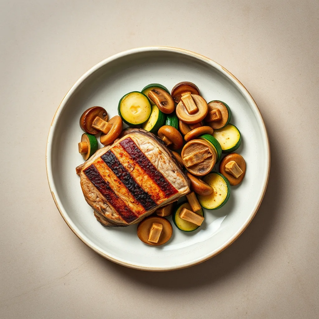 Pork Tenderloin with Buttered Mushrooms & Zucchini