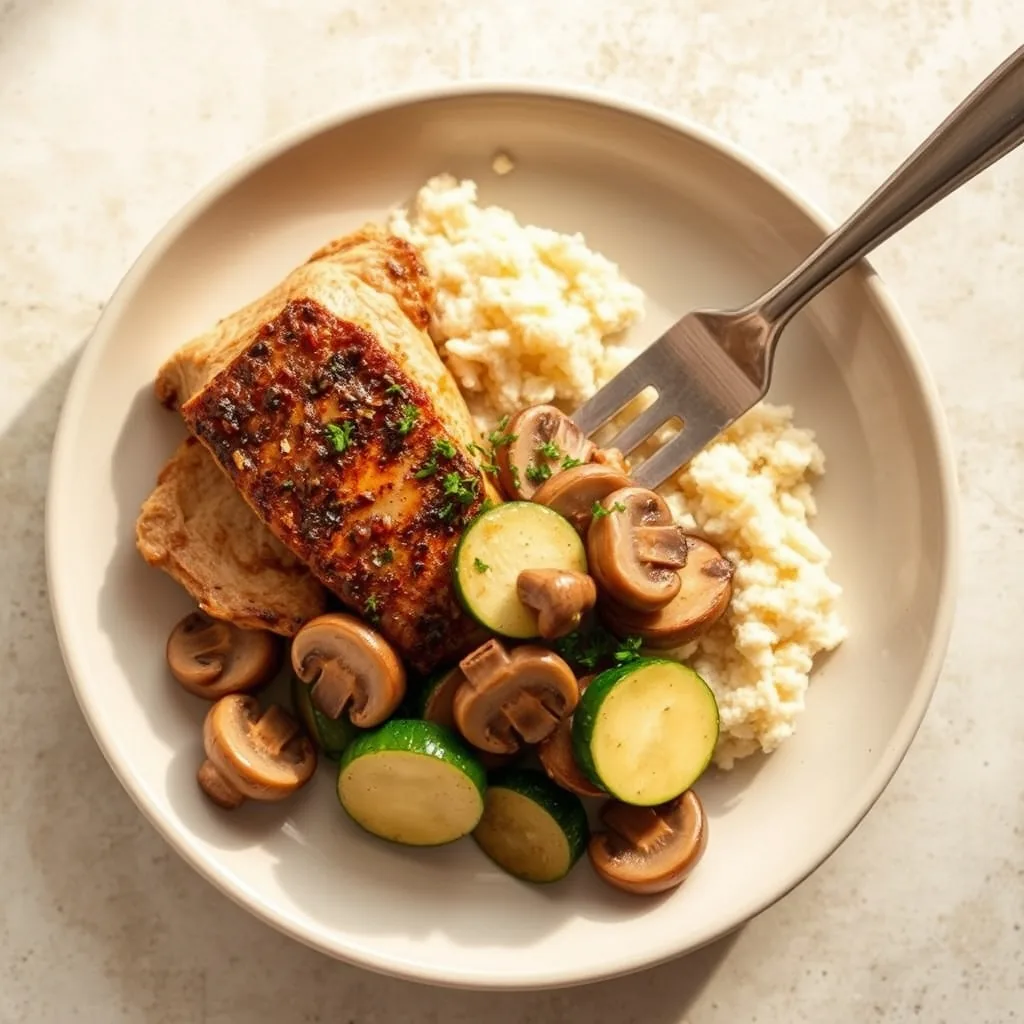 Pork Tenderloin with Buttered Mushrooms & Zucchini