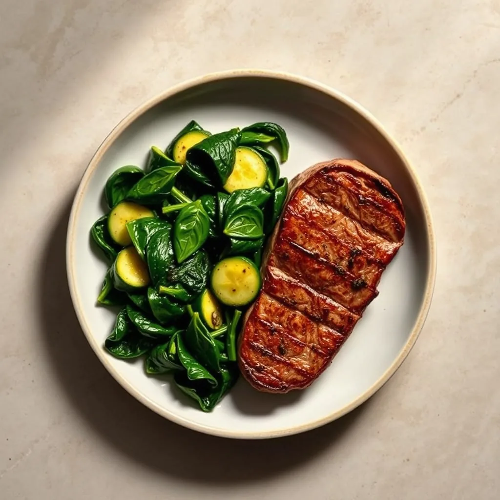 Seared Steak with Spinach & Zucchini