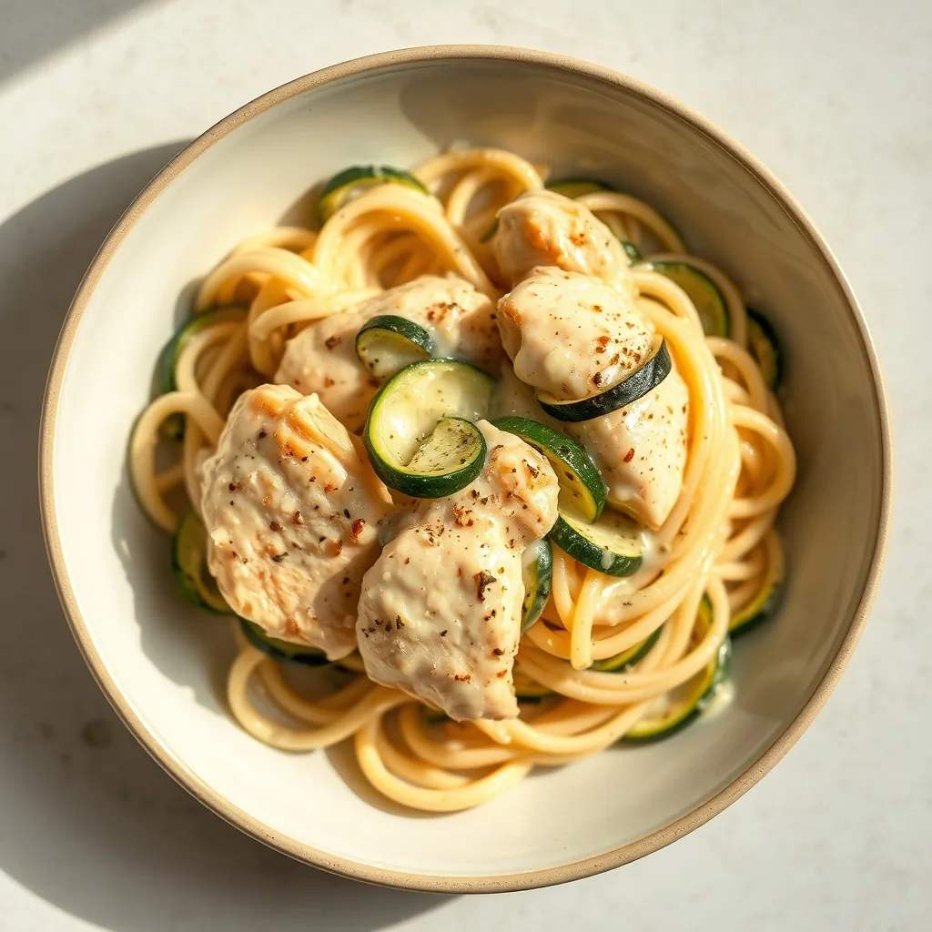 Chicken and Zucchini Alfredo