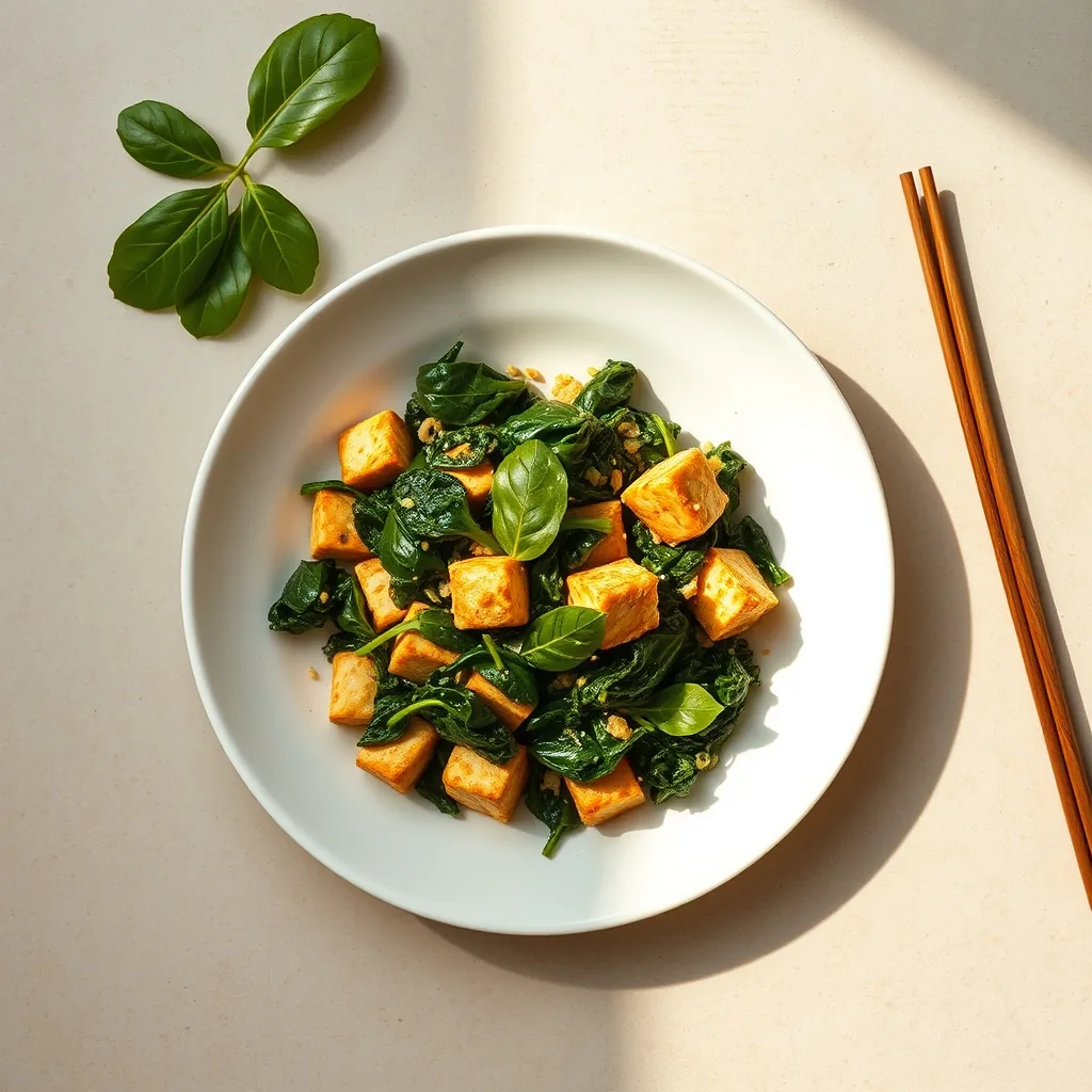 Korean Tofu and Spinach Scramble