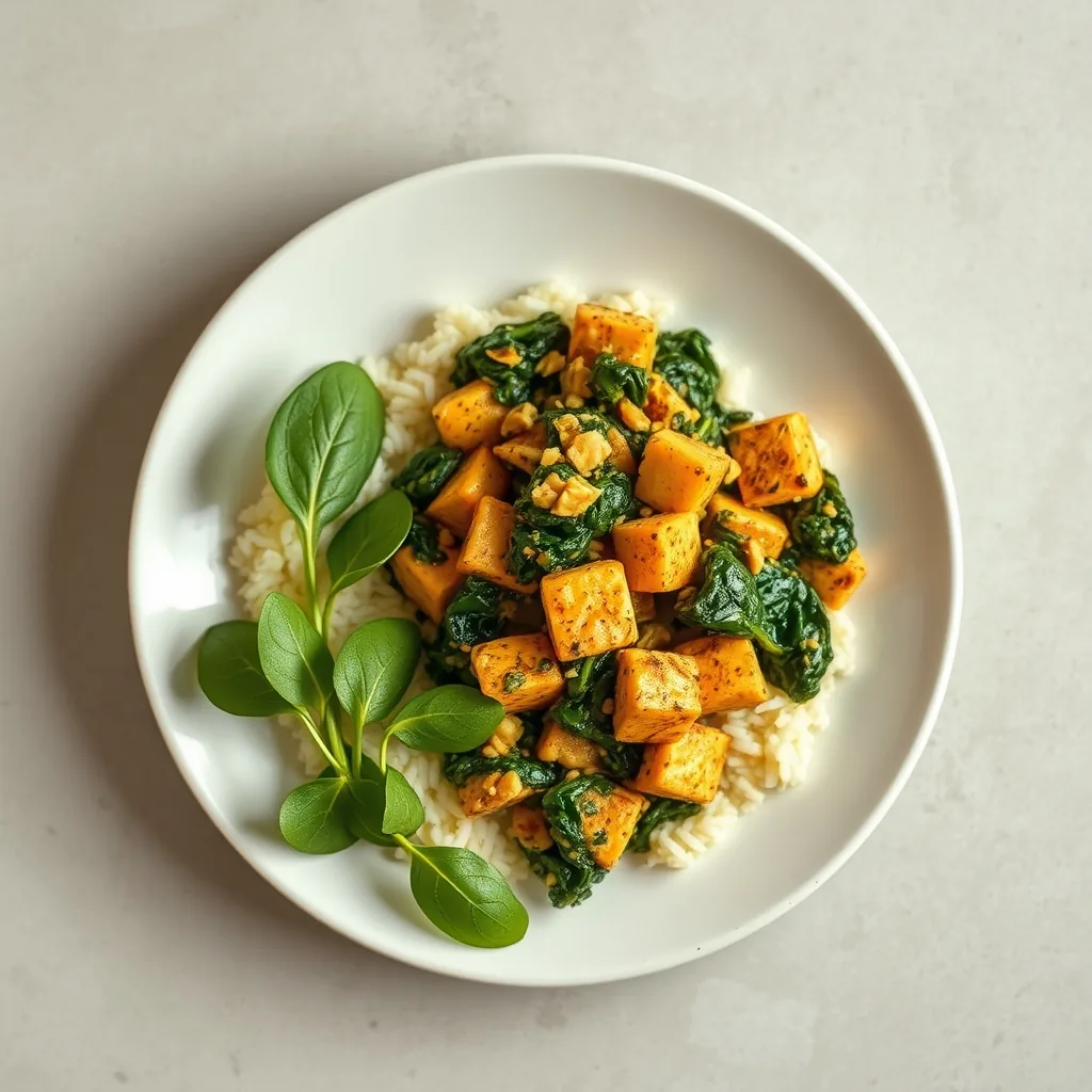 Indian Tofu and Spinach Scramble