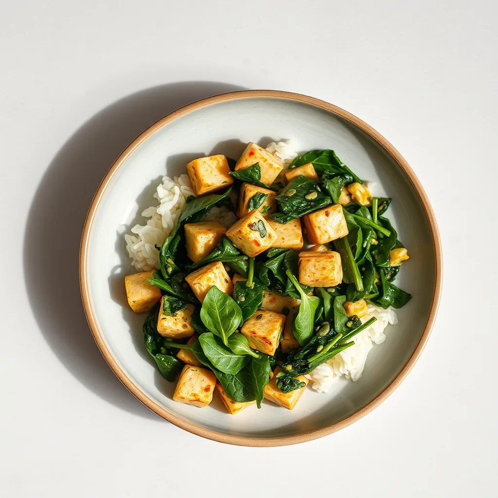 Japanese Tofu and Spinach Scramble