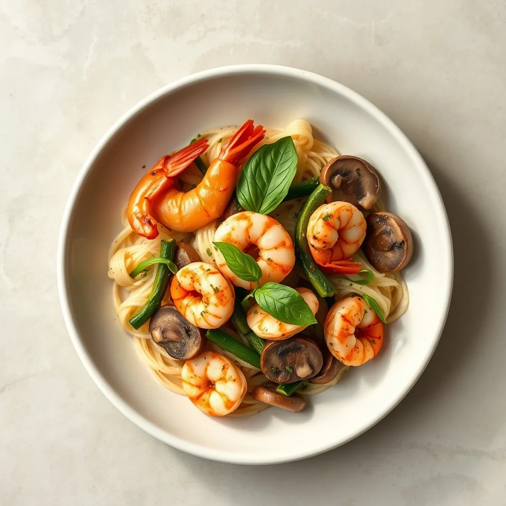 Thai Basil Shrimp with Zucchini and Mushrooms