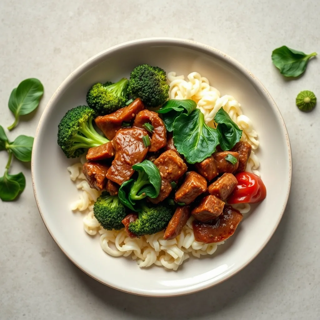 Korean Sesame Beef with Broccoli and Spinach